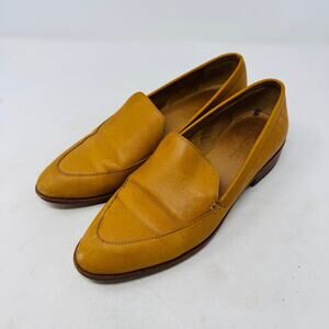 Madewell The Frances Loafer Mustard Leather Classic Flat Shoes Size 7.5
